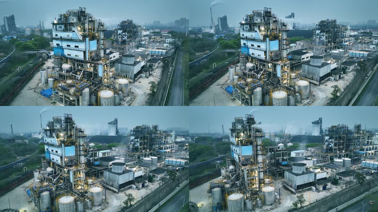 化工炼油厂鸟瞰图航拍片头发展
