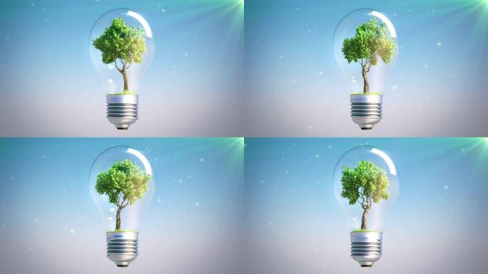 绿色能源灯泡树环