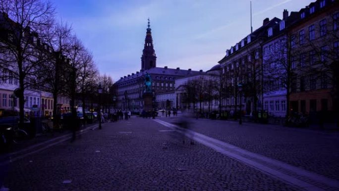丹麦哥本哈根丹麦街道人流延时视频素材