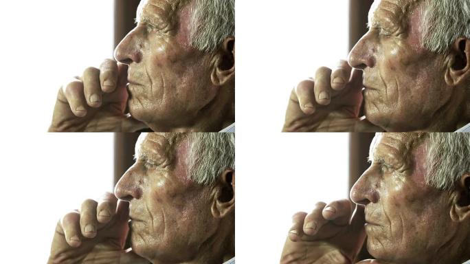 很老的男人肖像: 年老，老人，孤独，老人，悲伤