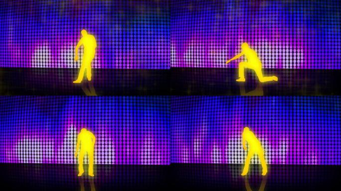 舞者在彩色背景上移动机器人