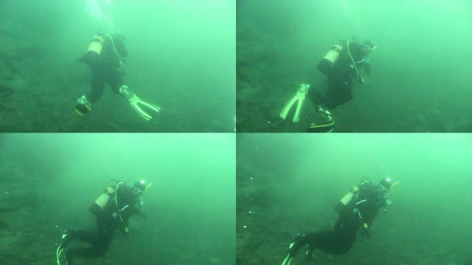 潜水服潜水者冬季潜水英国湖