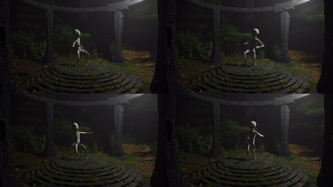 右光舞不明飞行物迷幻艺术高文化3d迷幻外星舞蹈森林背景4k幻觉纹理