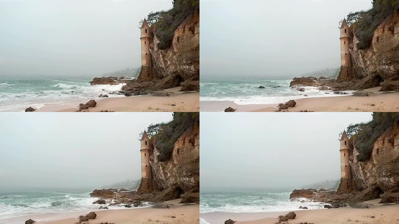 海滩上的城堡塔