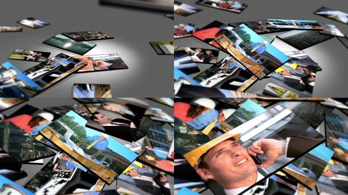 蒙太奇3D图像建筑师在现场工作