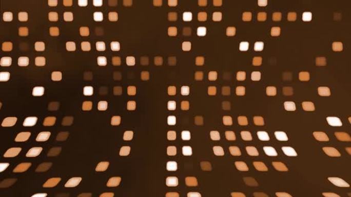 4k抽象数字灯箱照明背景。闪烁闪烁闪亮的方形。马赛克灯光显示模糊，数据，方块，网络数字，未来，理想的