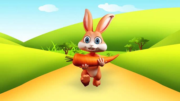 复活节兔子和胡萝卜一起跑
