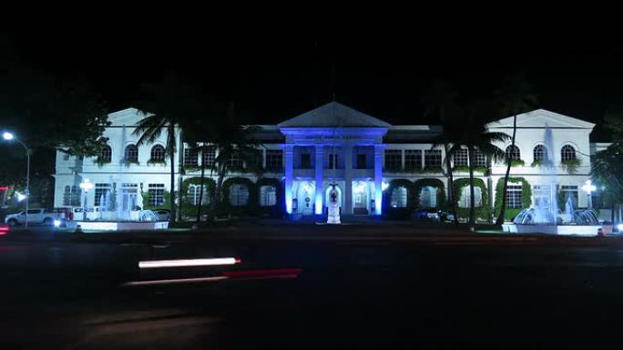 菲律宾市政厅路口夜间时间流逝