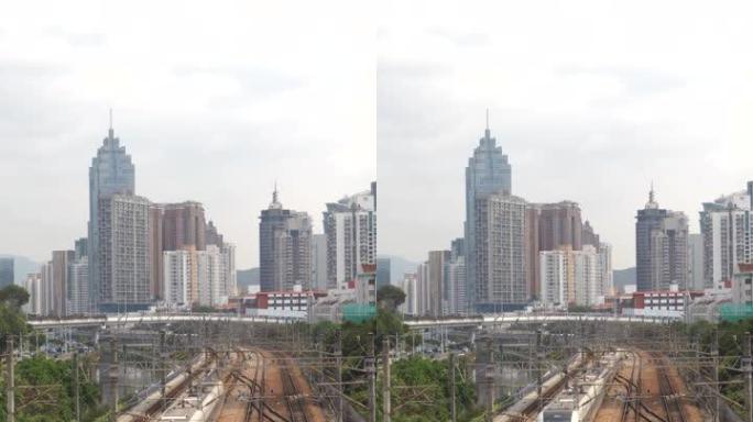 深圳的高速列车视频素材地标都市火车站列车