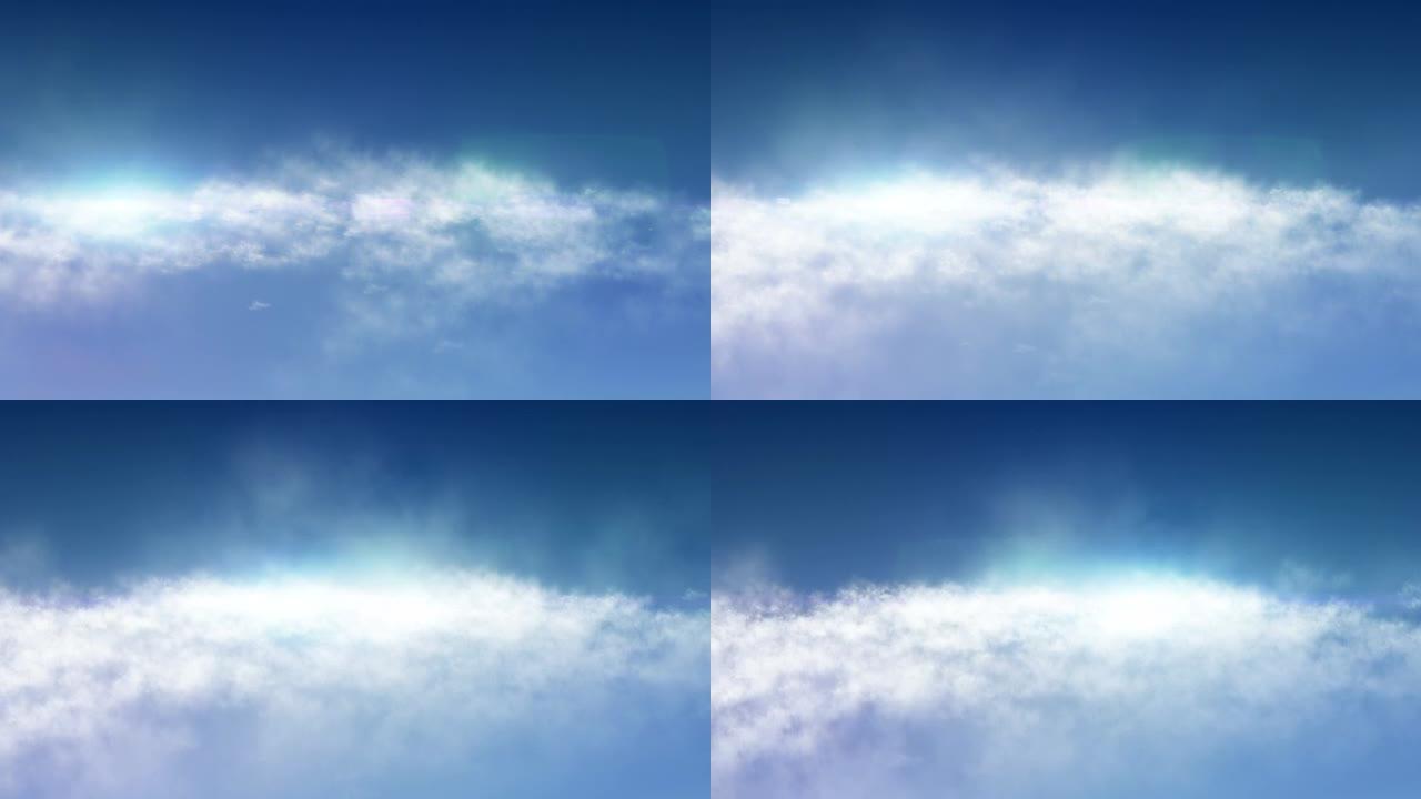 天空和云彩背景动画与镜头耀斑效果