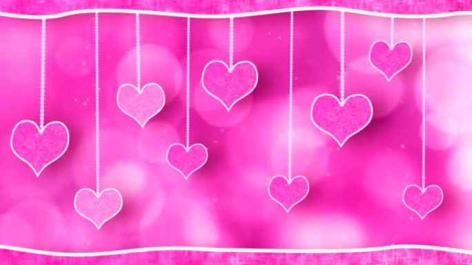 粉色的心悬挂在琴弦上爱情循环背景