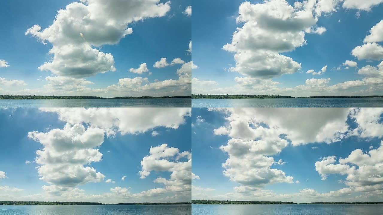 带云的湖泊的时间流逝序列