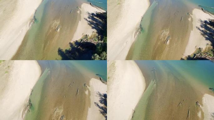 德拉瓦河上沙砾坝的航拍照片
