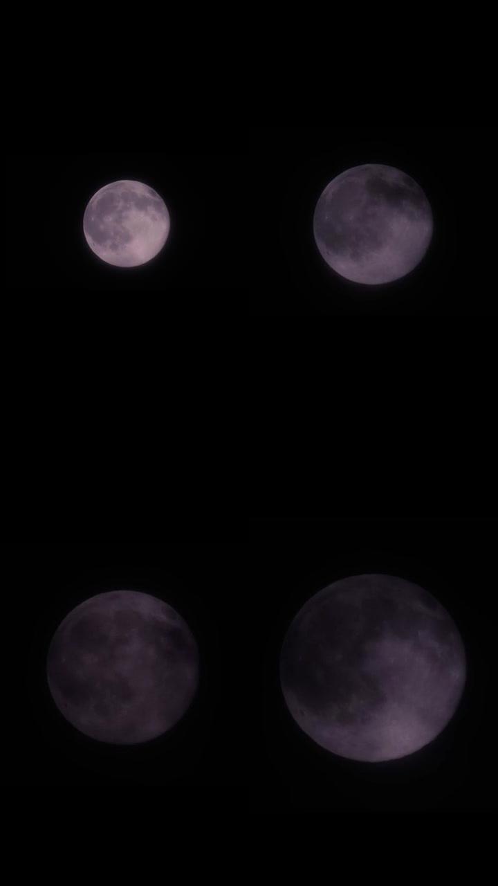 在明亮的满月上飞舞的神秘云的远摄视图