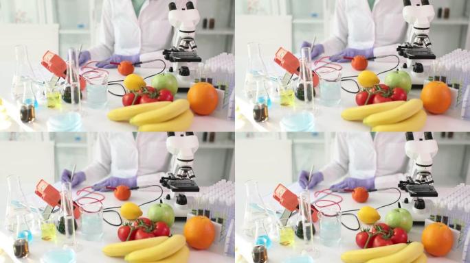 科学家检查水果和蔬菜中的硝酸盐含量