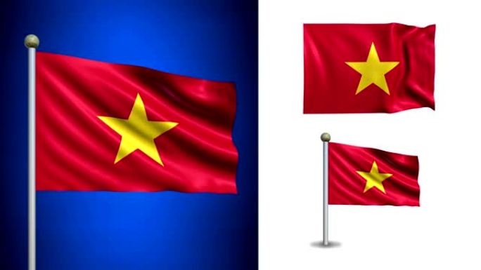 越南国旗-带阿尔法通道，无缝循环!