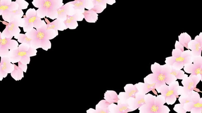 透明背景上的浅粉色花框，左上角和右下角