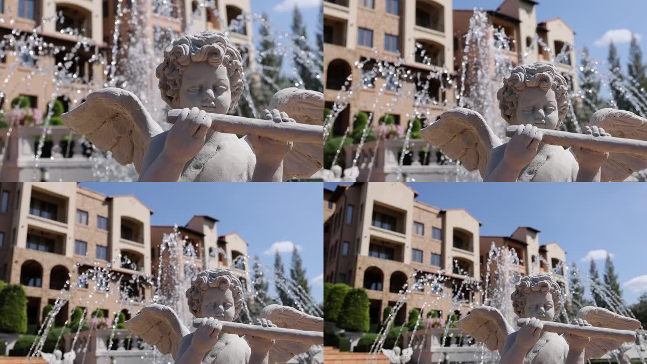 丘比特喷泉背景雕塑