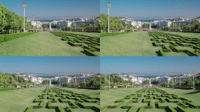 葡萄牙里斯本的爱德华多七世公园和花园延时过度