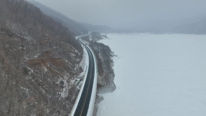 吉林珲春市G331国道边境公路航拍风光