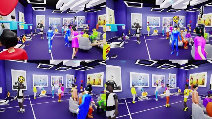 未来虚拟服装店的3D渲染