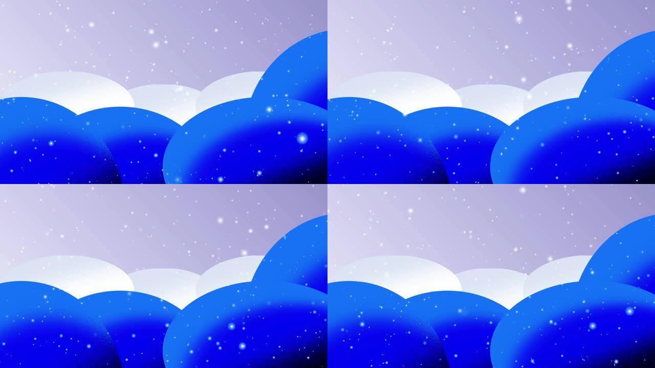 抽象设计运动背景白色和蓝色色球和光泽点颗粒。