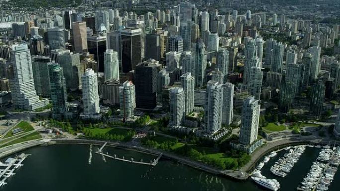 温哥华温哥华港市中心的鸟瞰图摩天大楼