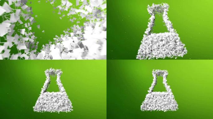 绿色背景上的白色实验室烧瓶动画