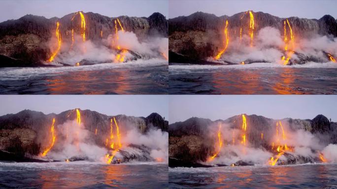 蒸汽上升的火山熔岩基拉韦厄夏威夷
