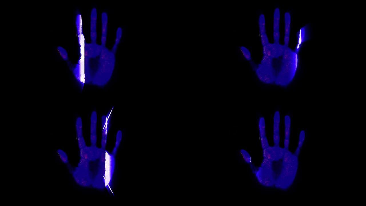 手动扫描仪手印指纹手掌密码标识蓝色