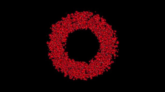 红色圣诞树装饰玩具圆形框架入口，抽象设计元素，用于混合模式的点和颗粒形状，孤立点和颗粒光效果。