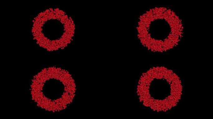 红色圣诞树装饰玩具圆形框架入口，抽象设计元素，用于混合模式的点和颗粒形状，孤立点和颗粒光效果。