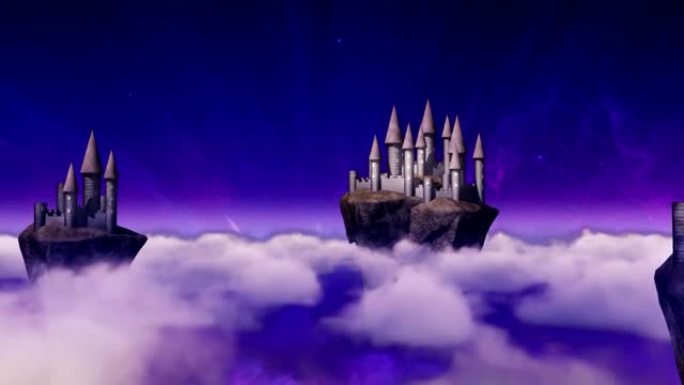 空中城堡盘旋在云层上方
