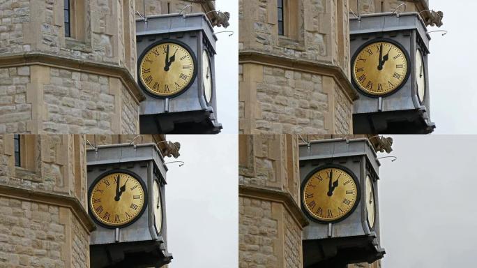 在伦敦，一个金色的时钟在下午1点敲响