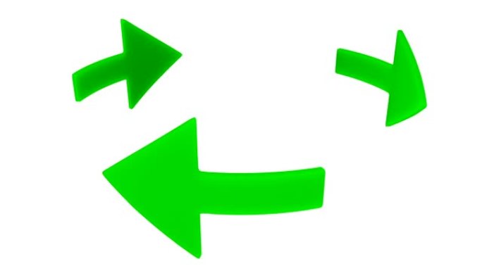 三个旋转的绿色箭头。