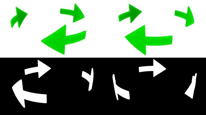 三个旋转的绿色箭头。