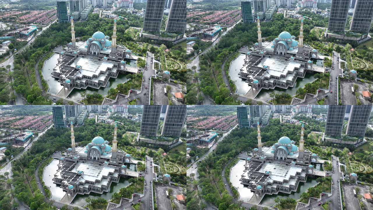 马来西亚吉隆坡清真寺鸟瞰图。