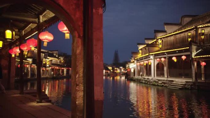 南浔中国古镇的夜景