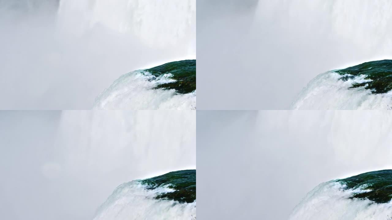 来自尼亚加拉瀑布的泡沫水流。美国观光