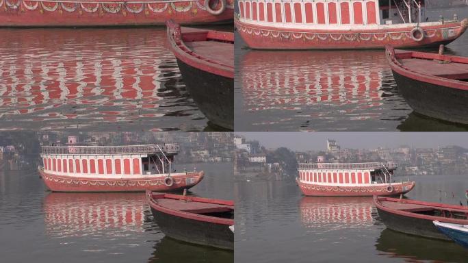 印度神圣城市瓦拉纳西恒河上的船只