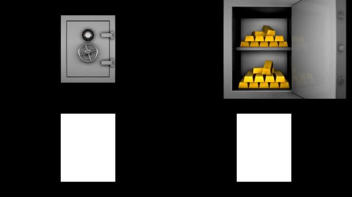 高清。组合保险箱。金条。