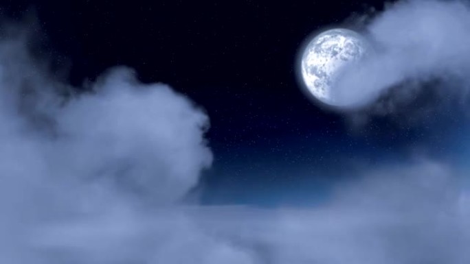 云中的环月穿越云层拨开