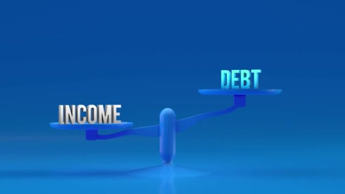 收入和债务权重，平衡，比例循环动画背景