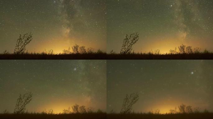 星星的夜空延时-银河系和辉光