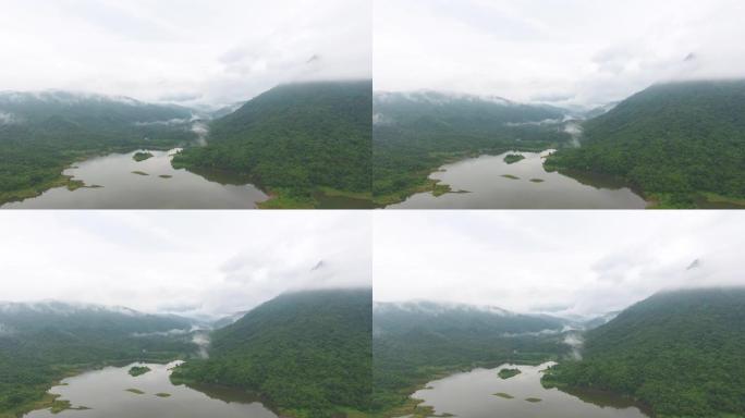 山间水库鸟瞰图山水风光自然美景唯美风景