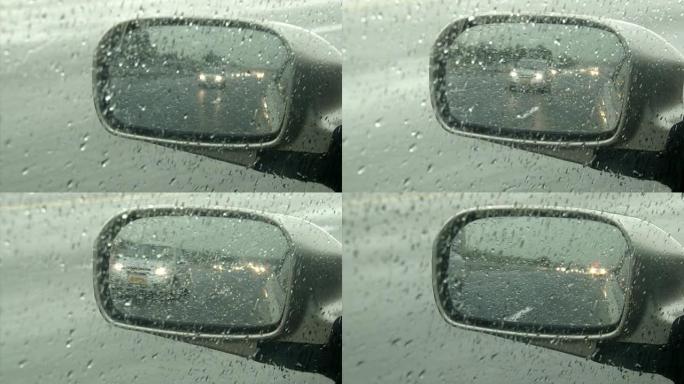 雨天开车-左镜POV。