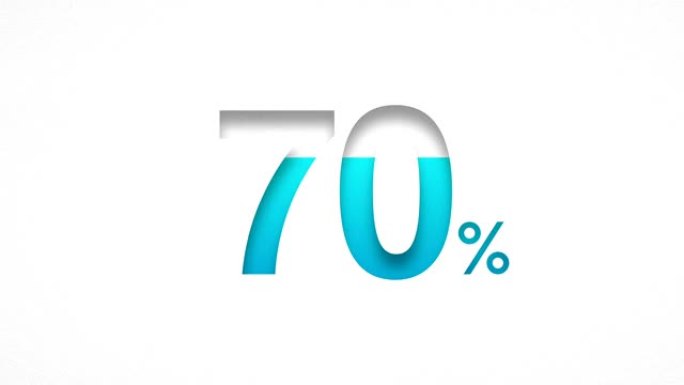 百分之七十设计 (70%) -水彩纸上的蓝色数字