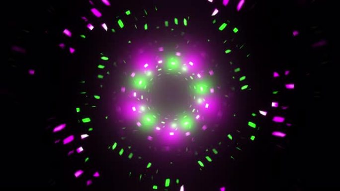 绿色和紫色闪烁的灯光脉动音乐节奏背景3d渲染。Vj和Dj loop为酒吧、夜总会、音乐节、狂欢。闪亮