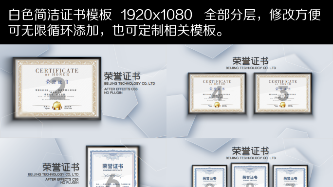 原创白色简洁大气高端证书专利奖牌包装展示