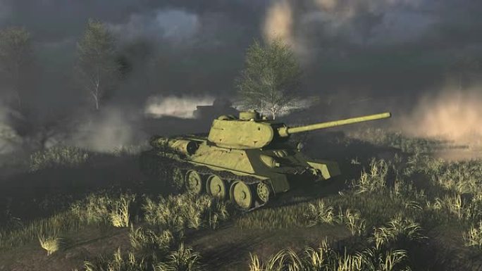 战场上的旧俄罗斯坦克T 34